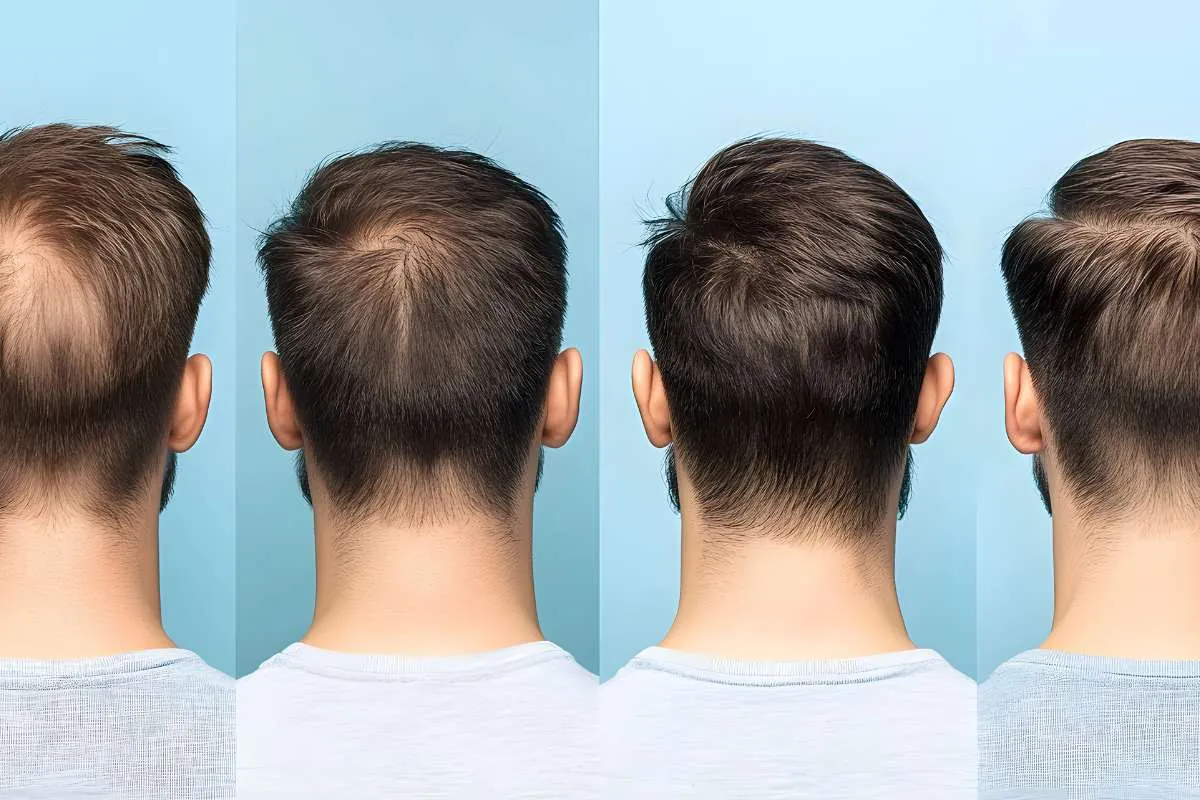 Biotina para el cabello Comparativa antes y después de tratamiento con biotina para el pelo en hombre