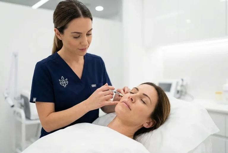 Mesoterapia facial con vitaminas y ácido hialurónico.