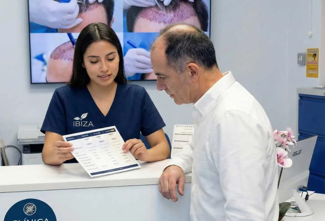 Explicación de las tarifas de microinjerto capilar en Clínica Ibiza Madrid